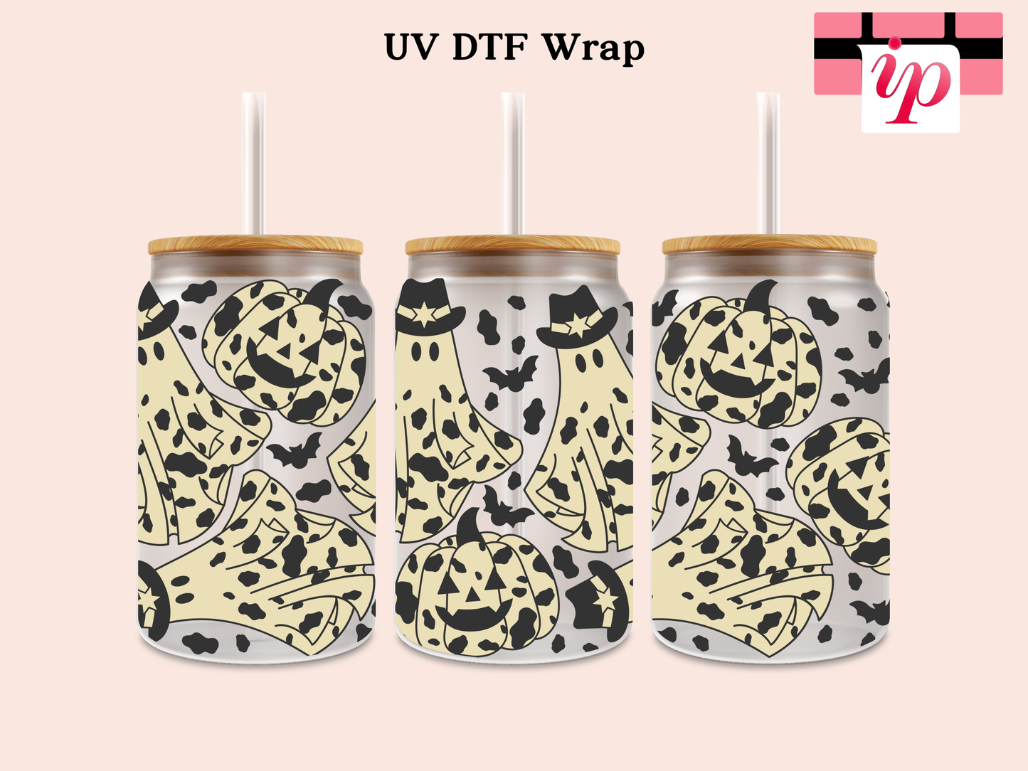 Spooky Cowboy Ghosts UV DTF Cup Wrap