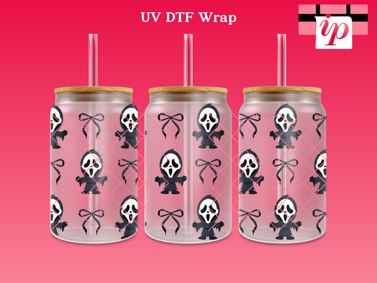 Coquette Scream Black Bows UV DTF Cup Wrap