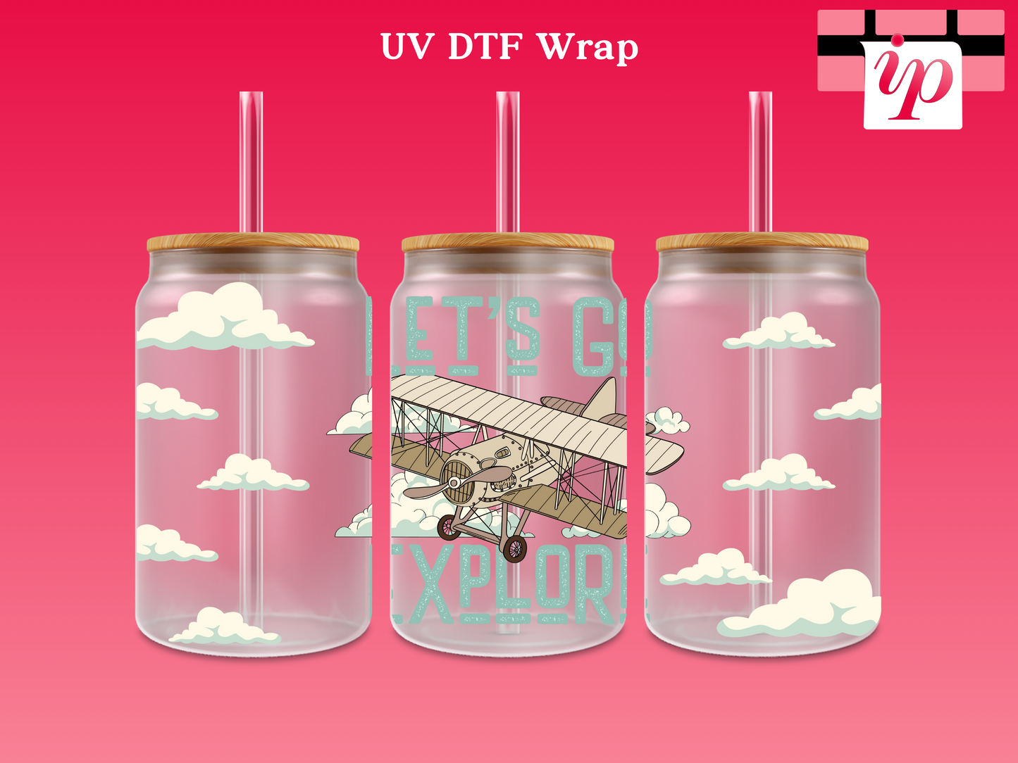 Let’s Go Explore Clouds  UV DTF Wrap