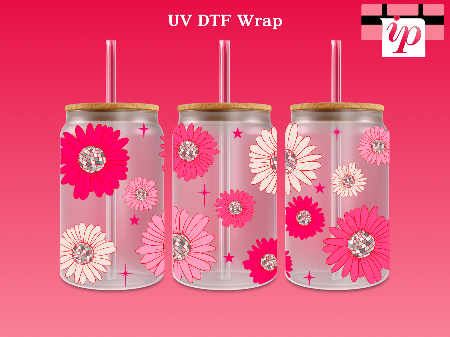 Disco Flowers UV DTF Wrap