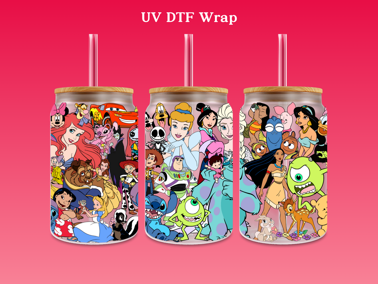 All Disney Characters UV DTF Cup Wrap