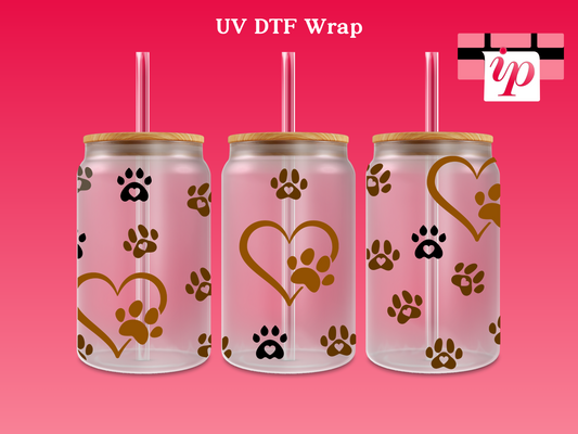 Dog Brown Paw Prints UV DTF Wrap