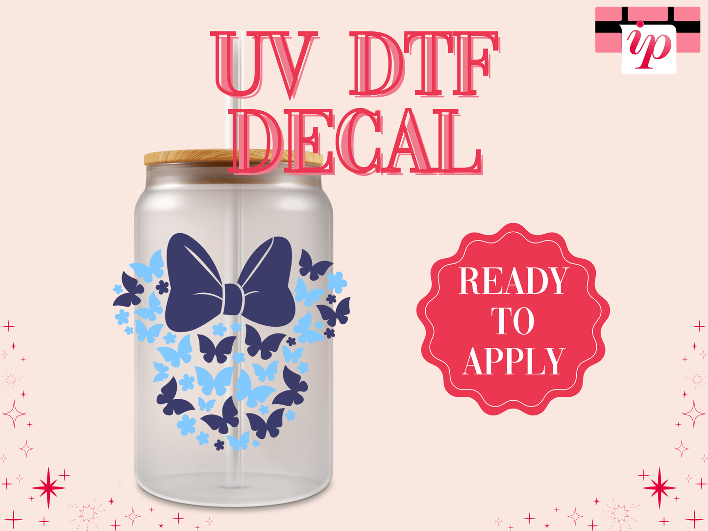 Minnie Butterflies UV DTF Decal