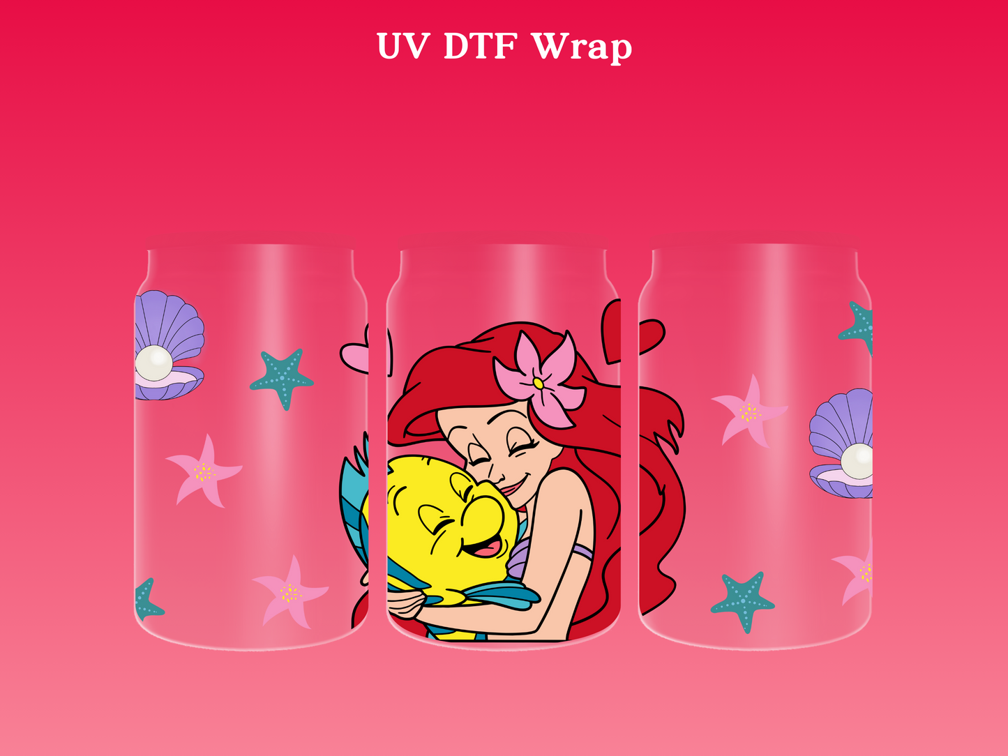 Ariel and Flounder UV DTF Cup Wrap