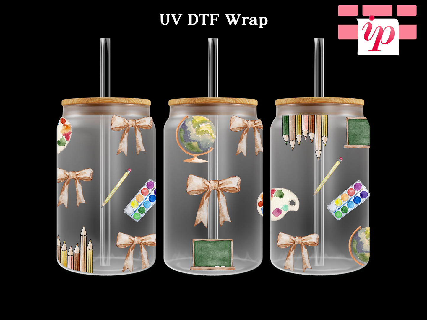 Coquette Tan School Supplies UV DTF Wrap