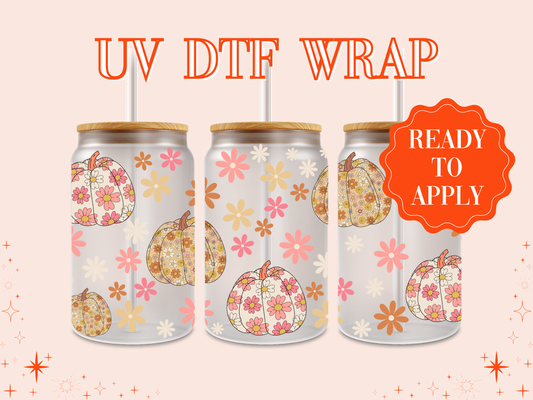 Floral Pumpkins UV DTF Cup Wrap