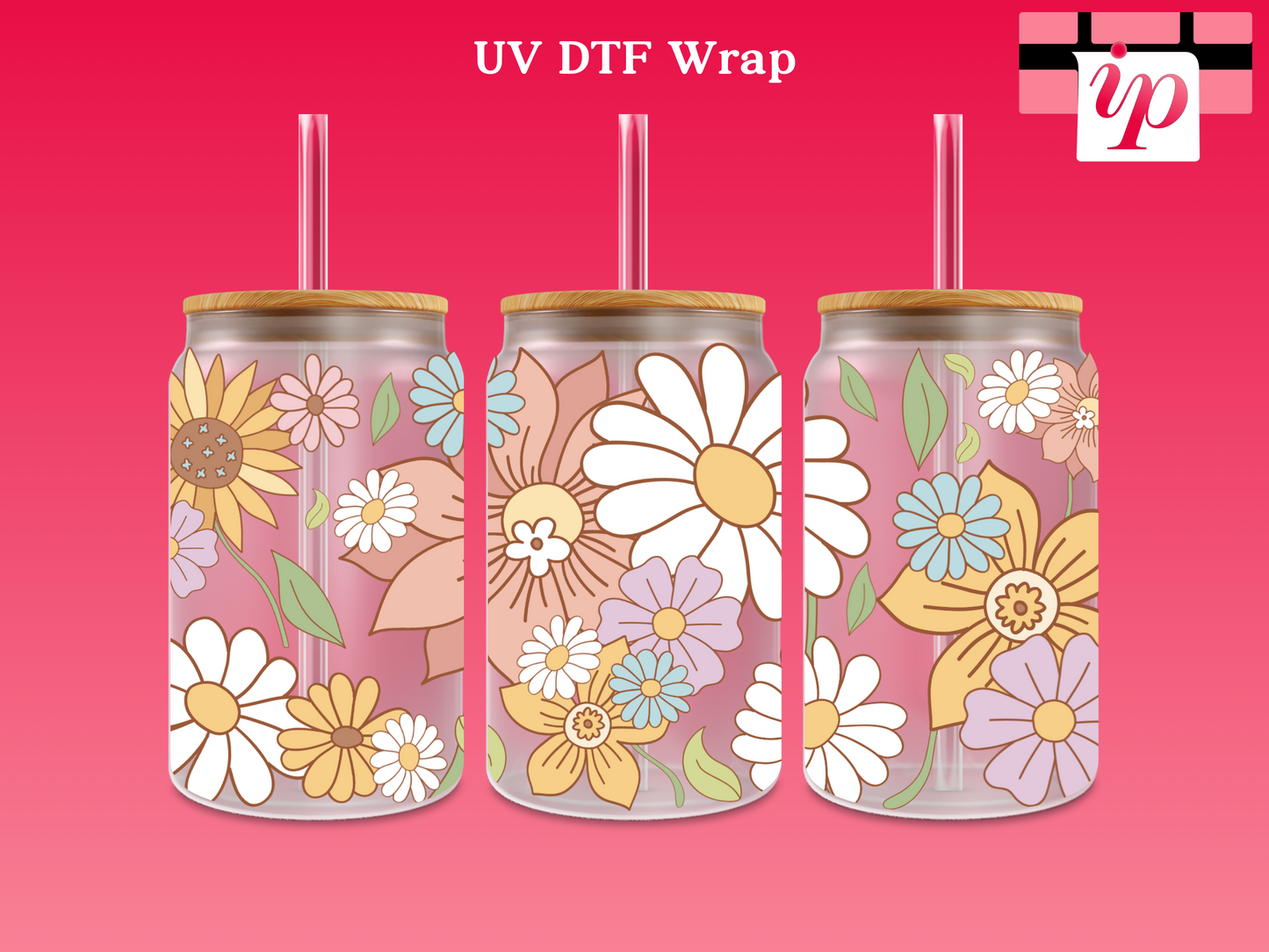 Large Daisies & Flowers UV DTF Wrap