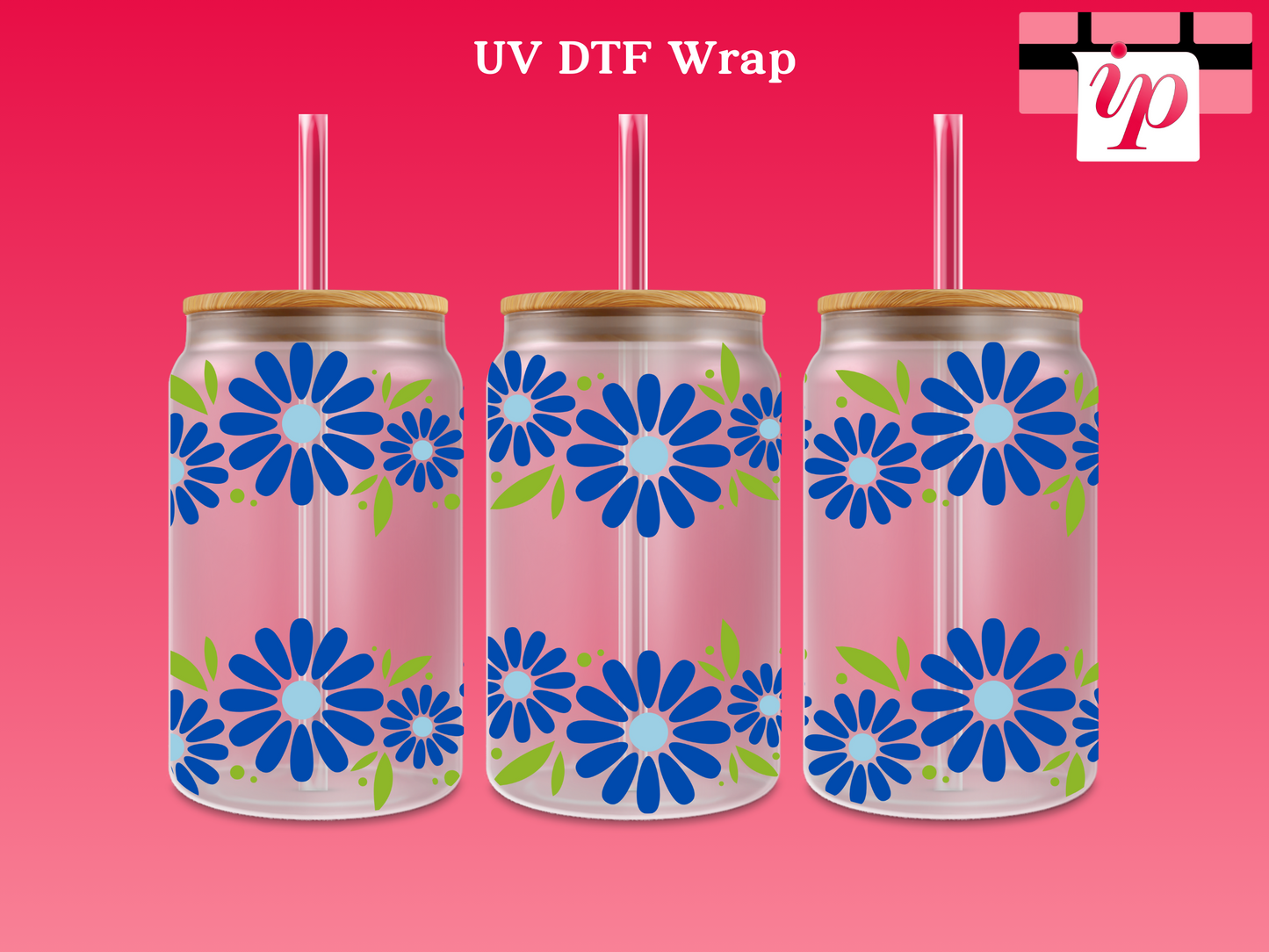 Daisies Cup Outline UV DTF Wrap