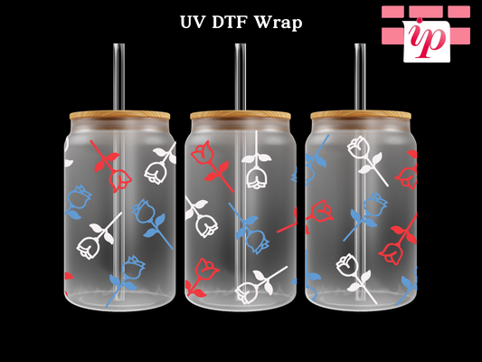 3 Rose Pattern UV DTF Cup Wrap