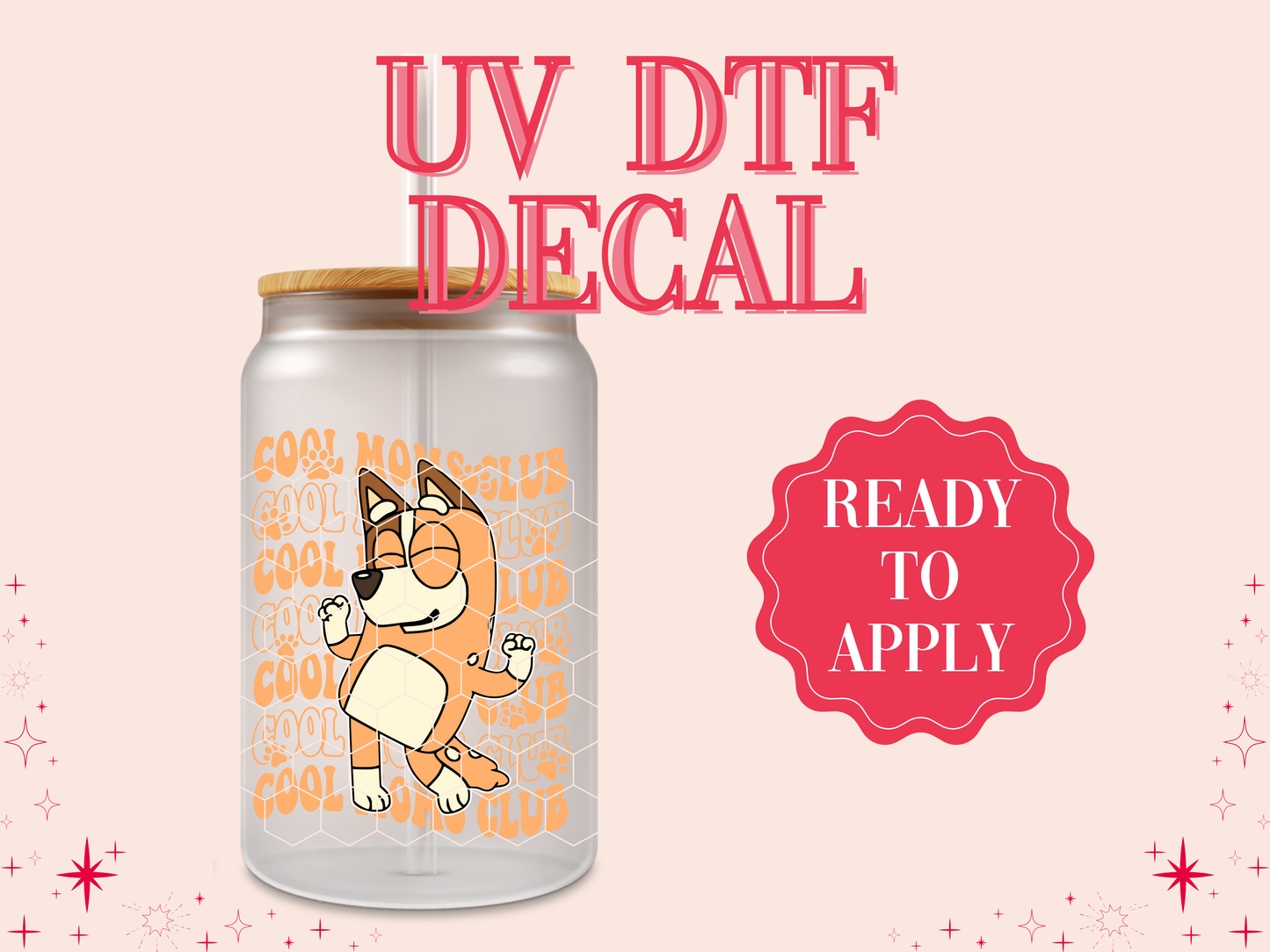 Cool Moms Club - Blue UV DTF Decal