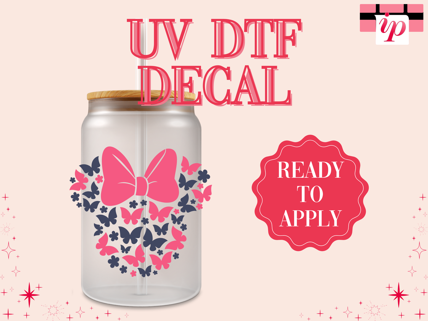 Minnie Butterflies UV DTF Decal