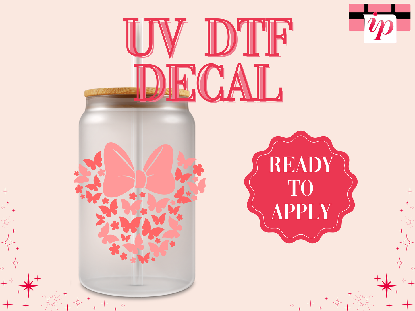 Minnie Butterflies UV DTF Decal