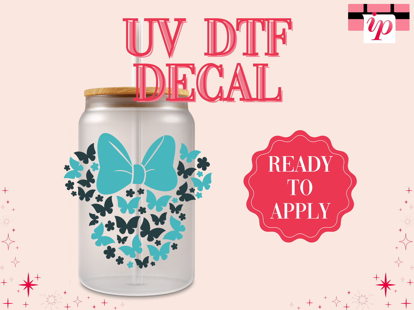 Minnie Butterflies UV DTF Decal