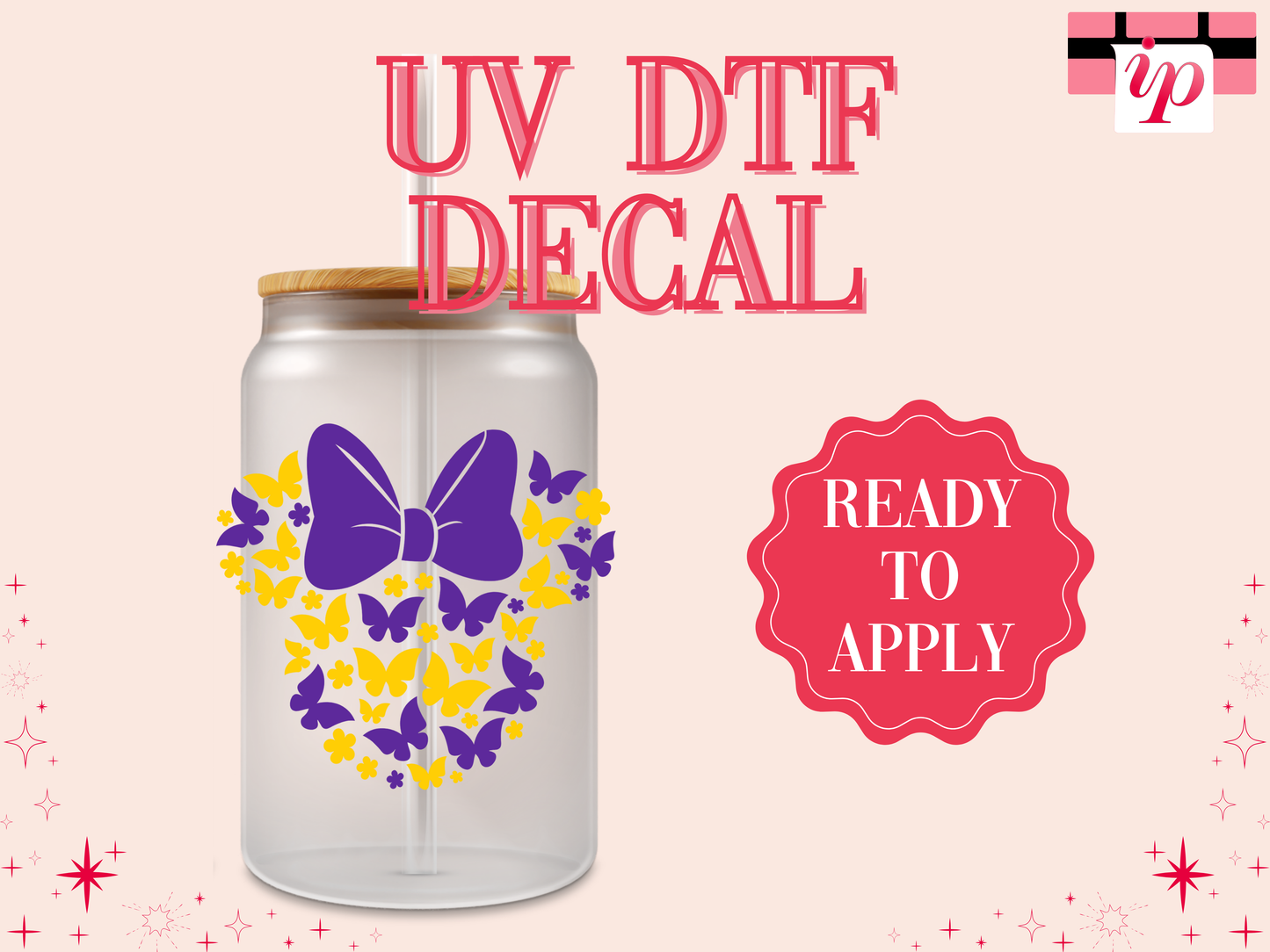 Minnie Butterflies UV DTF Decal