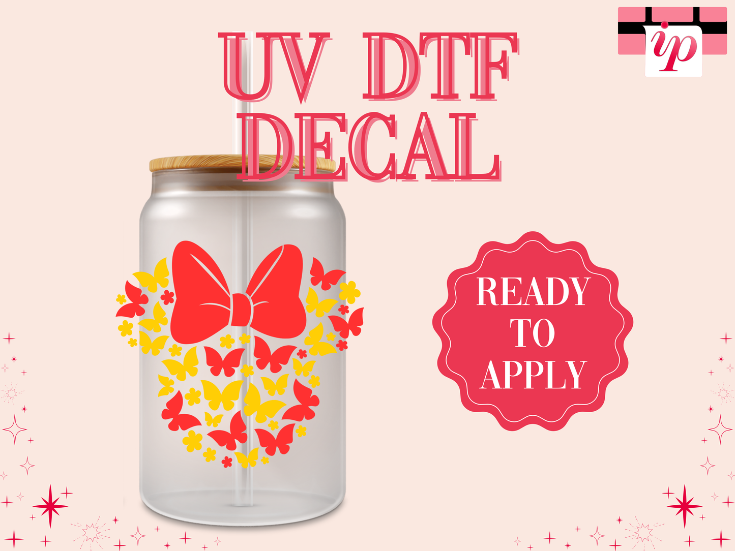 Minnie Butterflies UV DTF Decal